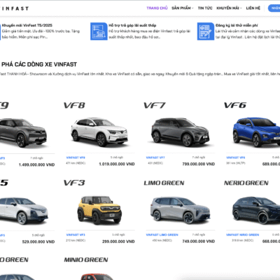 Website bán xe Vinfast chuẩn SEO mới nhất 2025 mẫu 5